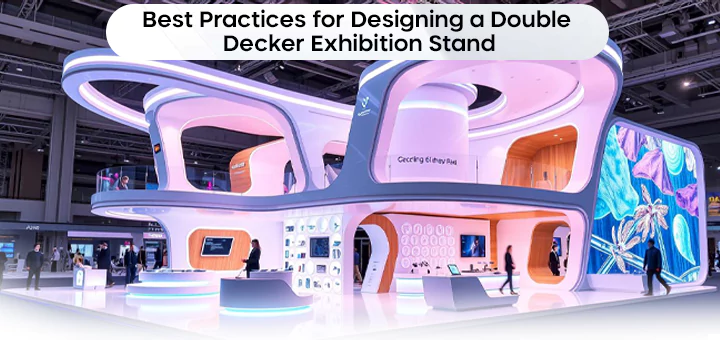Best practices for double-decker exhibition stand designs, highlighting effective layouts, branding, and technology integration.