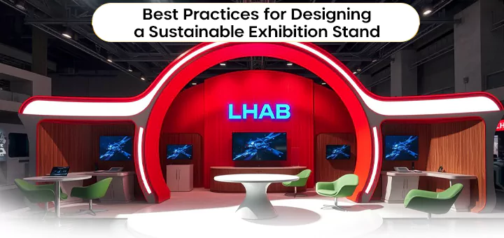 Best practices for designing sustainable exhibition stands, highlighting renewable resources and energy-efficient setups.